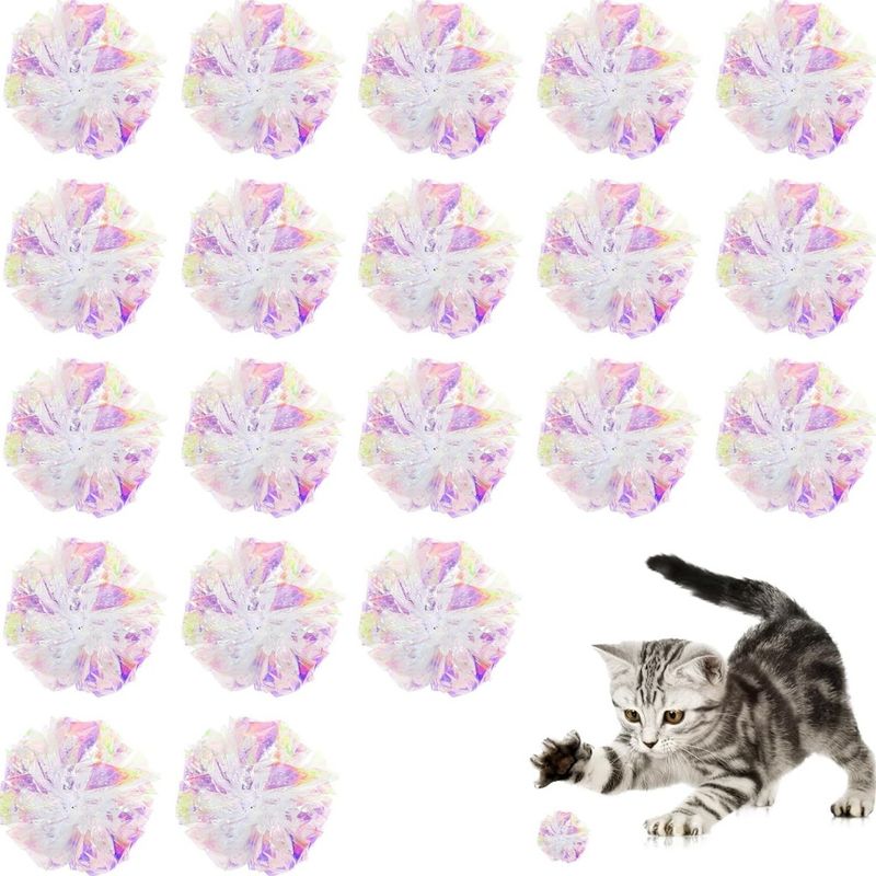 PetTribes 20 Boules Froissement Chat PVC Colorées Stimulation 5.1cm