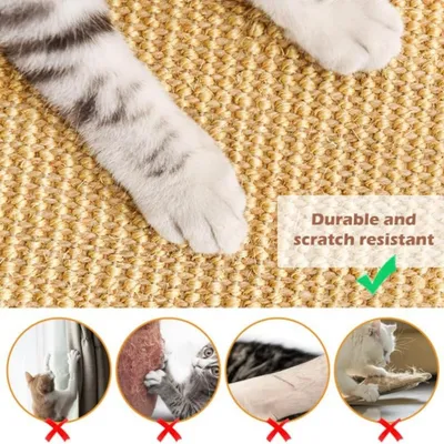 PetTribes Tapis Griffoirs Chat x2 : 50x25cm, Sisal Naturel, Protège Meubles