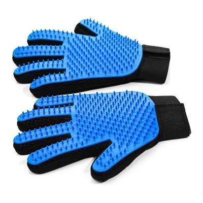 PetTribes Gants Dépoilage Animaux, 2-en-1 Massage & Bain, 2 Pièces Bleu
