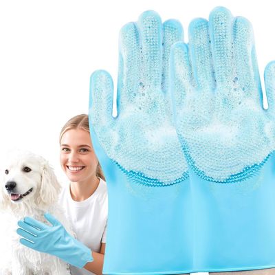 PetTribes Gants de Toilettage Animal Brosse Silicone