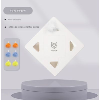 Zoomtopia Jouet interactif automatique pour chat plumes USB blanc