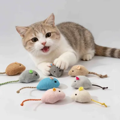 FurryFusion Jeu de souris en peluche pour chat