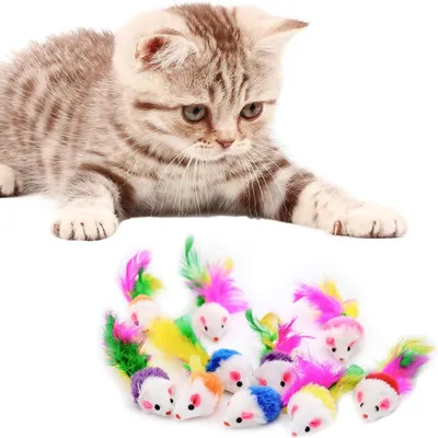 PetTribes - 10 Jouets Souris Chat avec Plumes et Sonnette