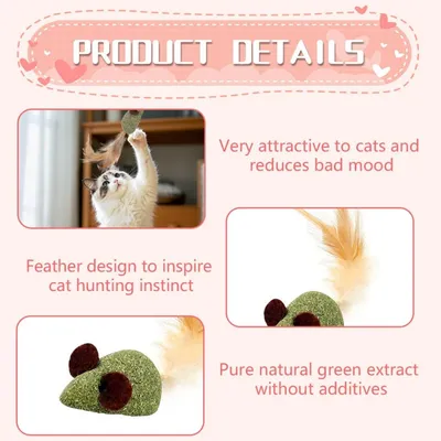 MCBOSON Lot de 2 jouet souris herbe à chat nettoyage oral