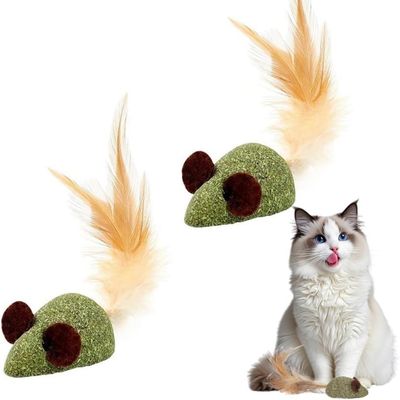 MCBOSON Lot de 2 jouet souris herbe à chat nettoyage oral