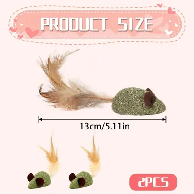 MCBOSON Lot de 2 jouet souris herbe à chat nettoyage oral