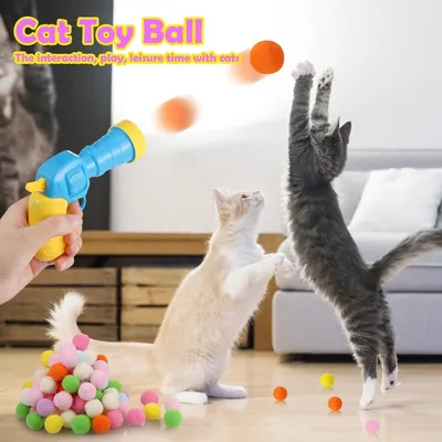 PetTribes 100 Balles Peluches Chat avec Lanceur Interactif