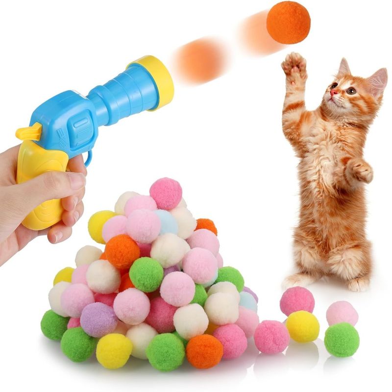 PetTribes 100 Balles Peluches Chat avec Lanceur Interactif