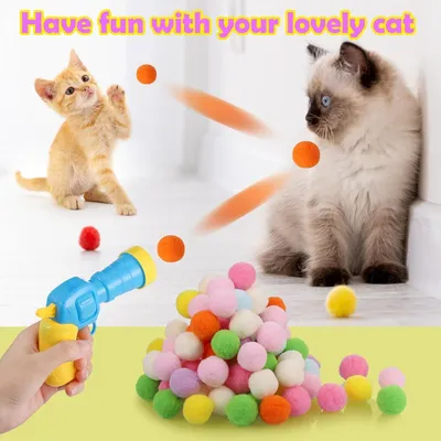 PetTribes 100 Balles Peluches Chat avec Lanceur Interactif