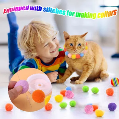 PetTribes Jouet Chat Interactive : Lanceur + 100 Boules Pompon