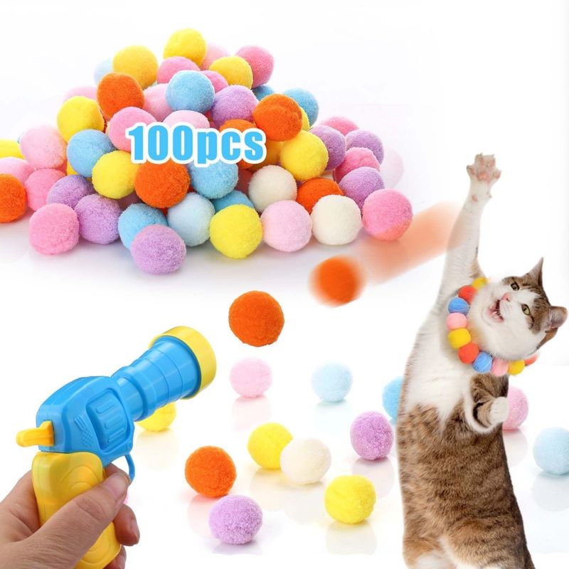 PetTribes Jouet Chat Interactive : Lanceur + 100 Boules Pompon