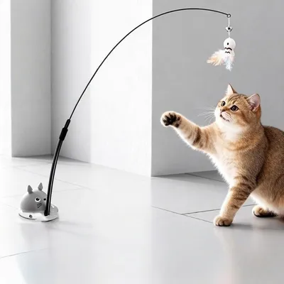 FurryFusion Bâton à plumes pour chat avec cloche résistant