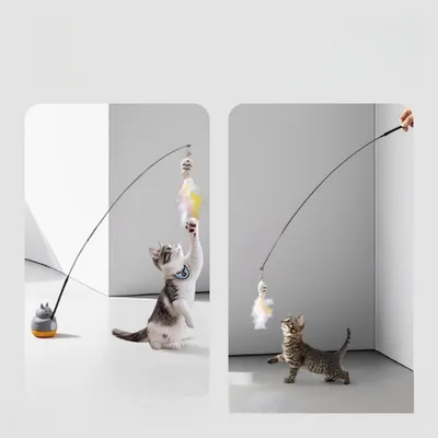 FurryFusion Bâton à plumes pour chat avec cloche résistant