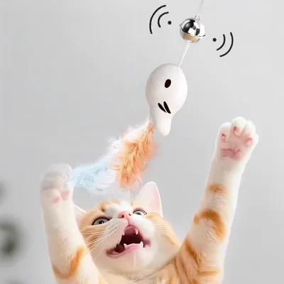 FurryFusion Bâton à plumes pour chat avec cloche résistant
