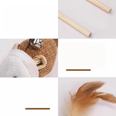 FurryFusion Baton pour chat avec souris sonore