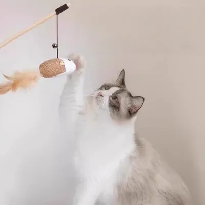 FurryFusion Baton pour chat avec souris sonore