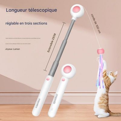 FurryFusion Baton à chat extensible avec plumes