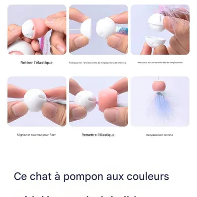FurryFusion Baton à chat extensible avec plumes