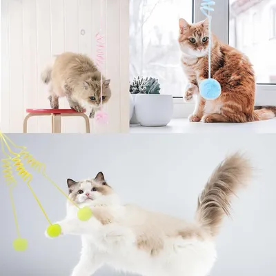 MCBOSON Lot de 3 balles de peluche suspendues avec cloches pour chat MCBOSON Lot de 3 balles de peluche suspendues avec cloches pour chat