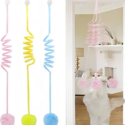 MCBOSON Lot de 3 balles de peluche suspendues avec cloches pour chat MCBOSON Lot de 3 balles de peluche suspendues avec cloches pour chat