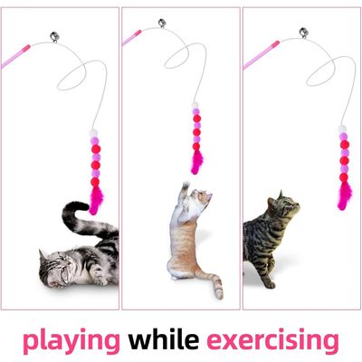 ZooVenture Canne Plume Chat Sonnette Interactive