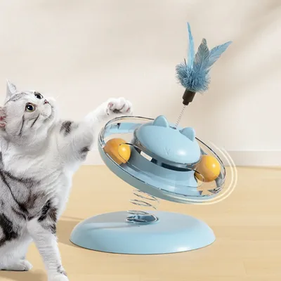FurryFusion Boîte de jouets automatique pour chat bâton, plateau et balles