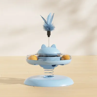 FurryFusion Boîte de jouets automatique pour chat bâton, plateau et balles