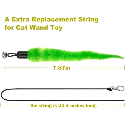 PetTribes Accessoires Bâton Chat : 10 Vers Colorés + Corde de Remplacement