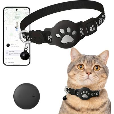Collier Bluetooth pour chats ZooVenture – Traceur, étanche, sans abonnement Localisateurs roses et noirs