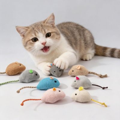 ZooVenture Juego de 8 ratones de juguete con hierba gatera
