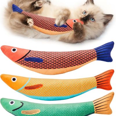 MCBOSON Herbe à chat silvervine 24cm lot de 3 jouets chat saury