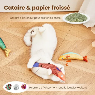 MCBOSON Herbe à chat silvervine 24cm lot de 3 jouets chat saury