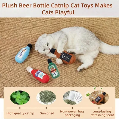 ZooVenture Lot 4 Jouets Chat Bouteille Biere