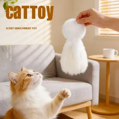 FurryFusion Jouet en forme de poulpe en poils de lapin pour chat