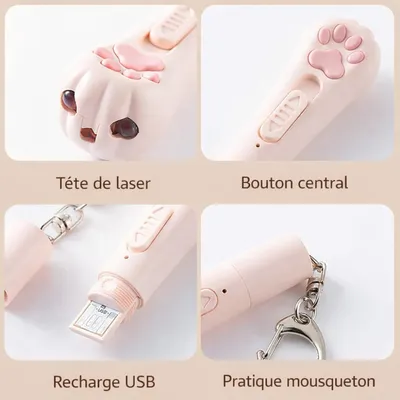 MCBOSON 3 modes réglables recharge USB bleu neptune laser chat chien
