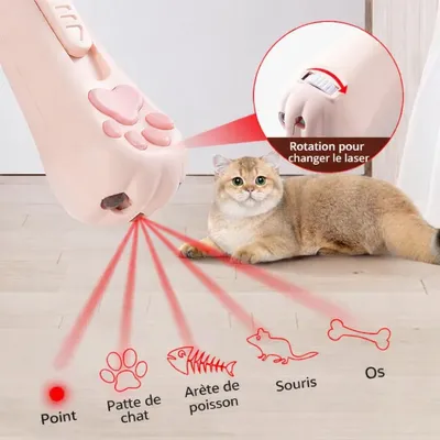 MCBOSON 3 modes réglables USB rose moustiques laser chats chiens