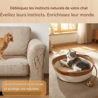 FurryFusion Nid en vannerie pour chats et chiens d'été FurryFusion Nid en vannerie pour chats et chiens d'été