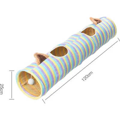PetTribes Tunnel pour Chat en Peluche Doux 120cm avec Ballon et Sons