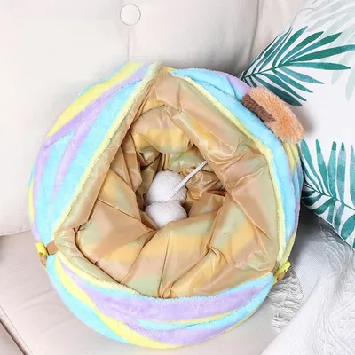 PetTribes Tunnel pour Chat en Peluche Doux 120cm avec Ballon et Sons