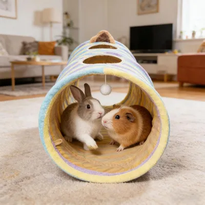 PetTribes Tunnel pour Chat en Peluche Doux 120cm avec Ballon et Sons
