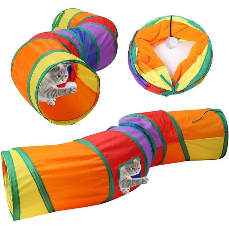 Zoomtopia Jouet Tunnel pliable 2 voies pour chat interactif 123cm