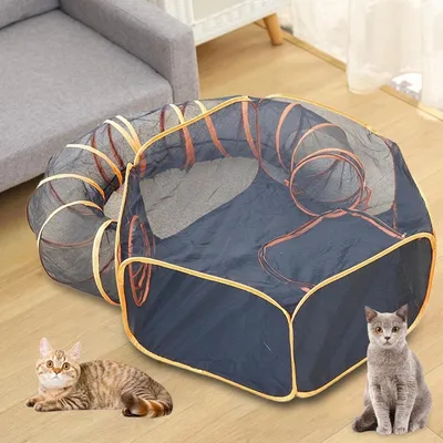Zoomtopia Tunnel 2 en 1 pour chat avec tente hexagonale 120cm Zoomtopia Tunnel 2 en 1 pour chat avec tente hexagonale 120cm