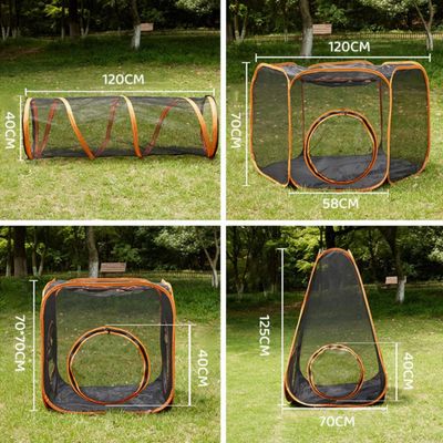 Zoomtopia Tunnel 2 en 1 pour chat avec tente hexagonale 120cm