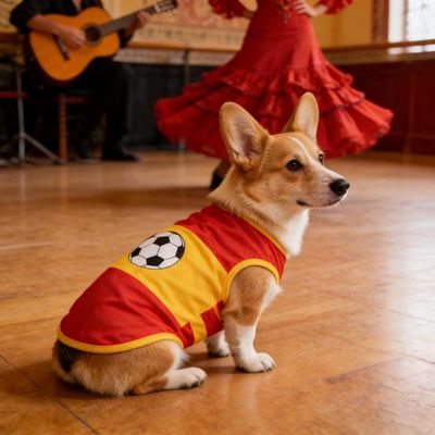Coupe du monde Veste sport rouge jaune pour chat et chien tissu maille XL