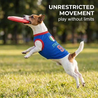 HausPets Camiseta de fútbol de Italia diseño perro transpirable color azul