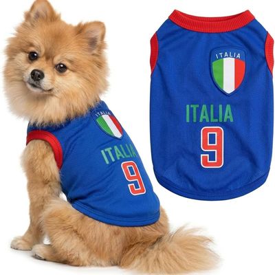 HausPets Maillot de Foot Italie Chien Respirant Bleu