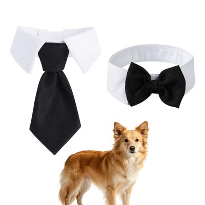 HausPets Lot de 2 Colliers de Smoking Réglables Noir Chien/Chat