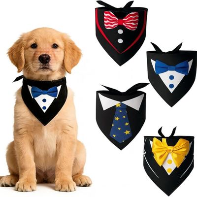MCBOSON Lot de 4 Noeuds Papillons Petits Moyens Bandanas Chien