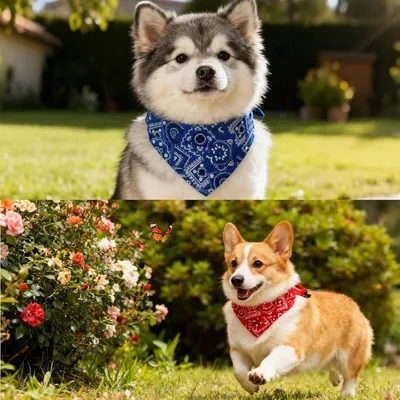 HausPets 2er Pack Verstellbare Hunde Halstücher Rot + Blau HausPets 2er Pack Verstellbare Hunde Halstücher Rot + Blau