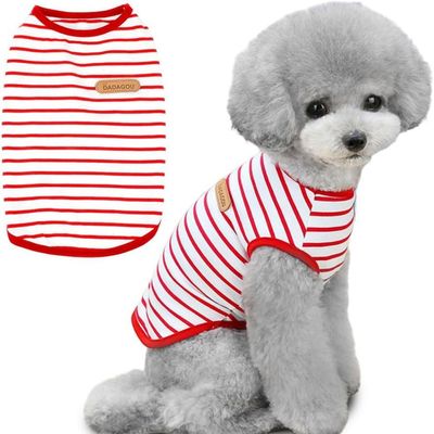 HausPets T-Shirt Rayé Doux en Coton Chiots Petites Races Rouge M